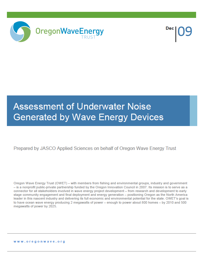 Assessment of Underwater Noise Generated by Wave Energy Devices