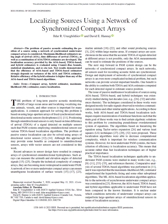 Localizing Sources Using a Network of Synchronized Compact Arrays (PDF)