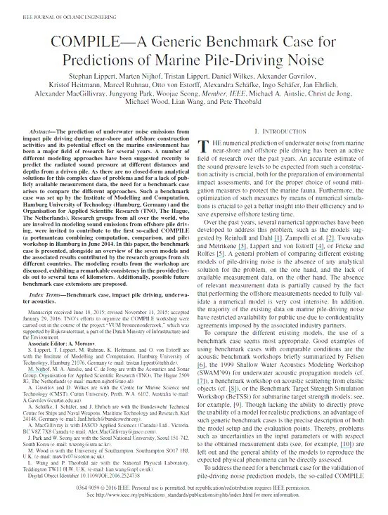 COMPILE—A generic benchmark case for predictions of marine pile-driving noise