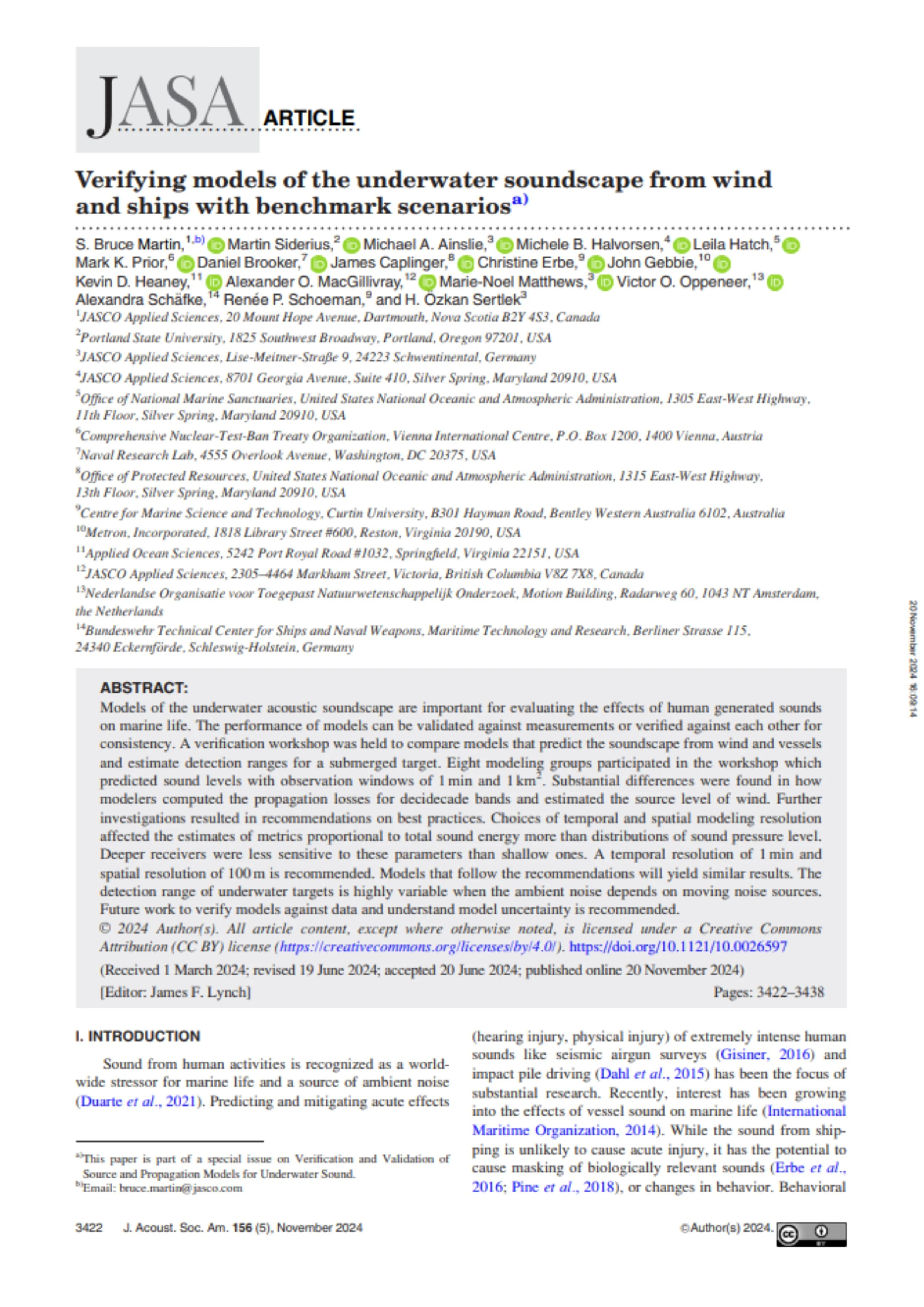 Verifying models of the underwater soundscape from wind and ships with benchmark scenario (PDF)