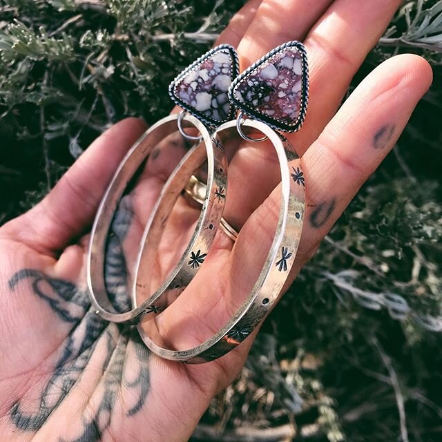 My favorite pair from my mini collection which I just finished posting on the website. Starry nights. This pair features Viper Jasper. How beautiful is this stone!? These hoops are heavy duty and involve a lot of silver. I had fun making them! Sendin