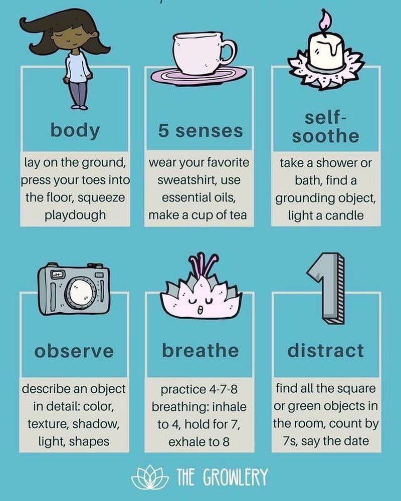 Grounding&mdash;-coming back to our bodies and connecting again with ourselves in the present moment. Useful when experiencing intense anxiety, dealing with trauma symptoms or experiencing emotions that feel overwhelming. Keep taking care of yourselv