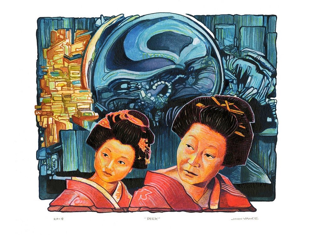 "peek"  ORIGINAL acrylic on paper