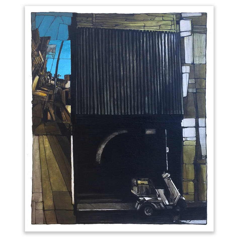 "tokyo moto"   ORIGINAL acrylic on wood panel