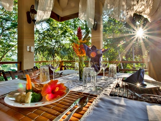 The Dining Terrace at Mystic River Resort in the Cayo District