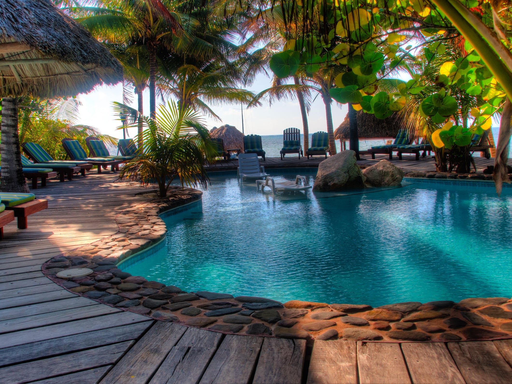 The secluded pool area at Xanadu Island Resort on Ambergris Caye