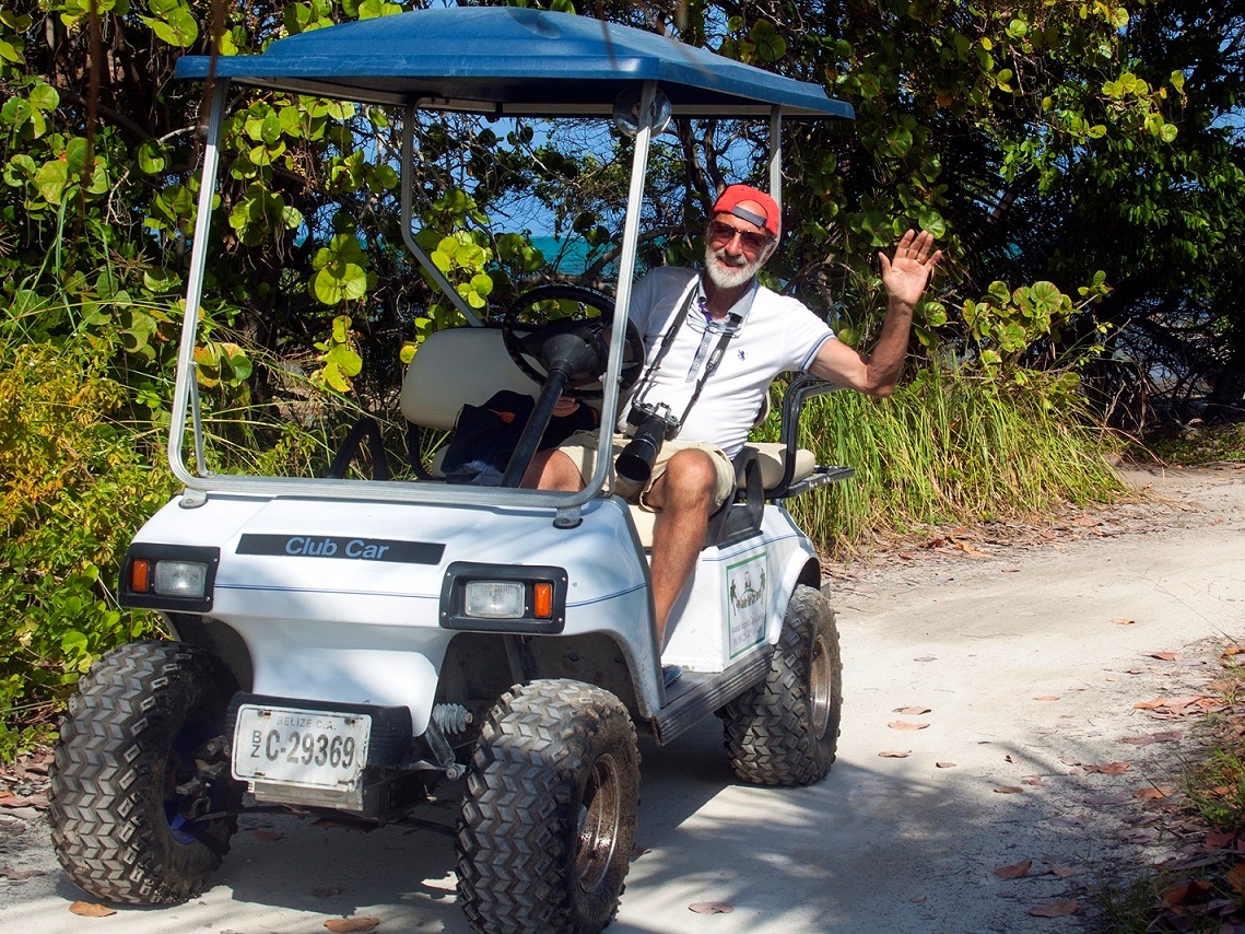 Exploring Ambergris Caye by golf cart is a blast!