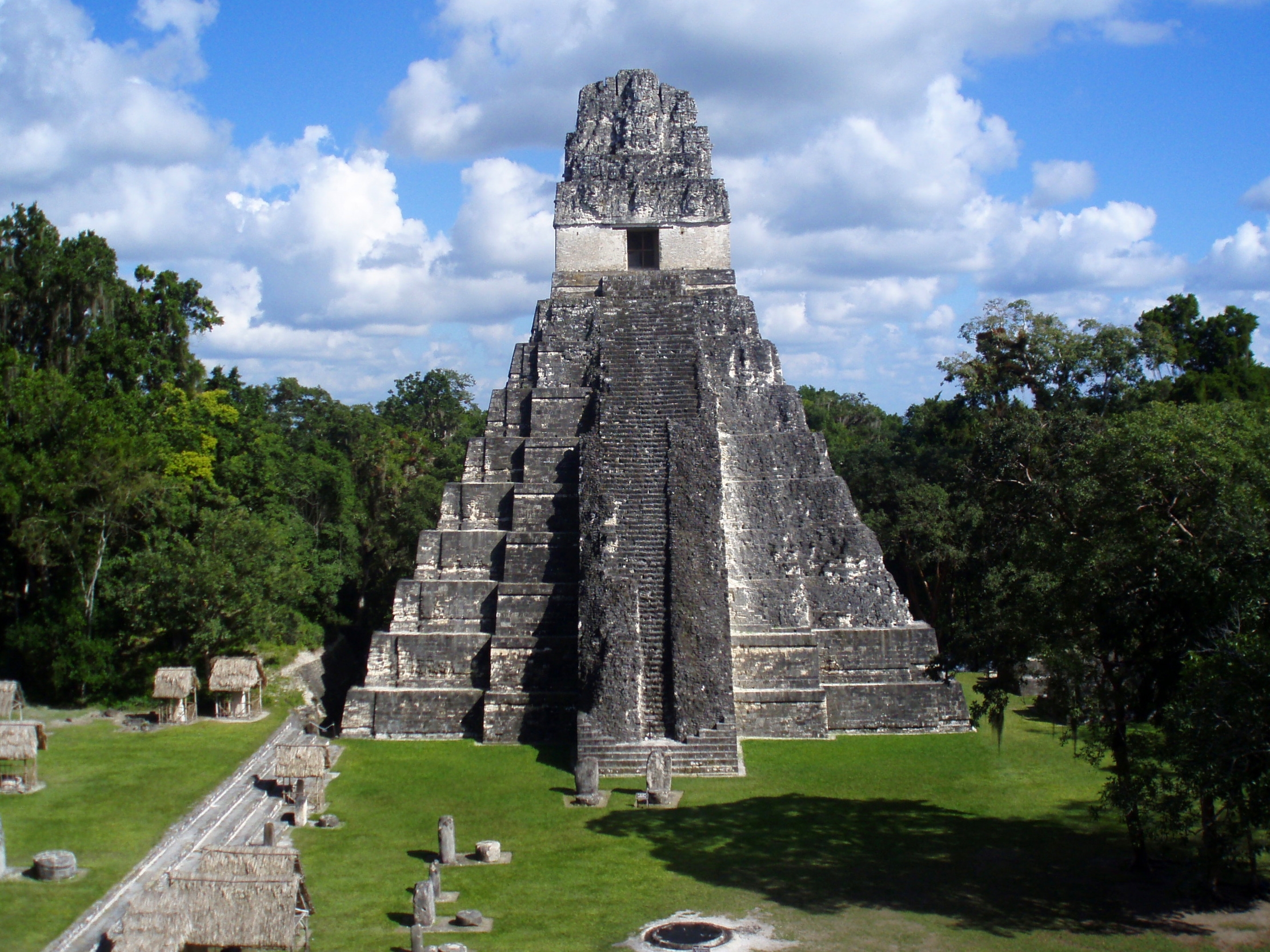 Temple I or the Temple of the Jaguar dominates the Central Acropolis at Tikal