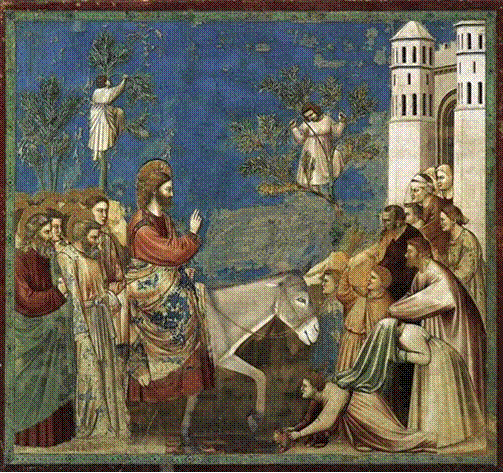 Giotto. Entry into Jerusalem . c. 1305. WikiPaintings. Web. 13 January 2015. <www.wikipaintings.org>. This artwork is in the public domain. 