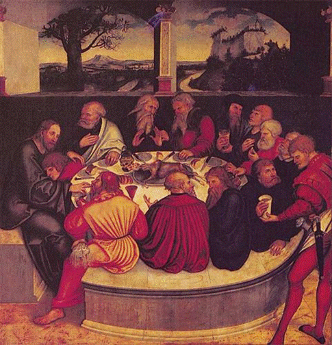 Cranach the Elder, Lucas. The Last Supper . 1547. WikiPaintings. Web. 13 January 2015. <www.wikipaintings.org>. This artwork is in the public domain. 
