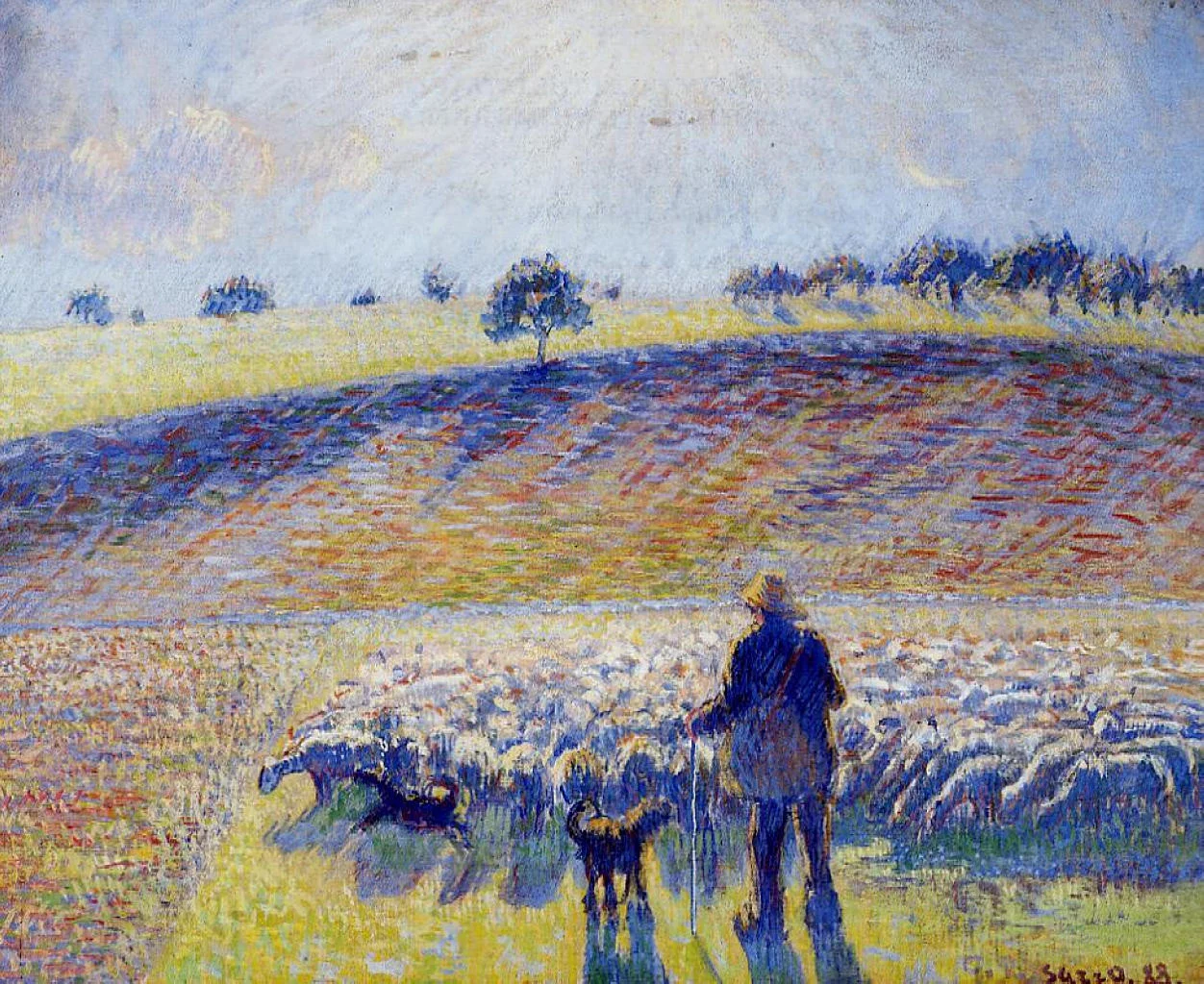 Pissarro, Camille. Shepherd And Sheep . 1888. WikiPaintings. Web. 7 February 2017. <www.wikipaintings.org>. This artwork is in the public domain.