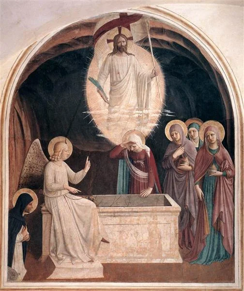 Fra Angelico. Resurrection of Christ and Women at the Tomb . c. 1442. WikiPaintings. Web. 7 February 2017. <www.wikipaintings.org>. This artwork is in the public domain.