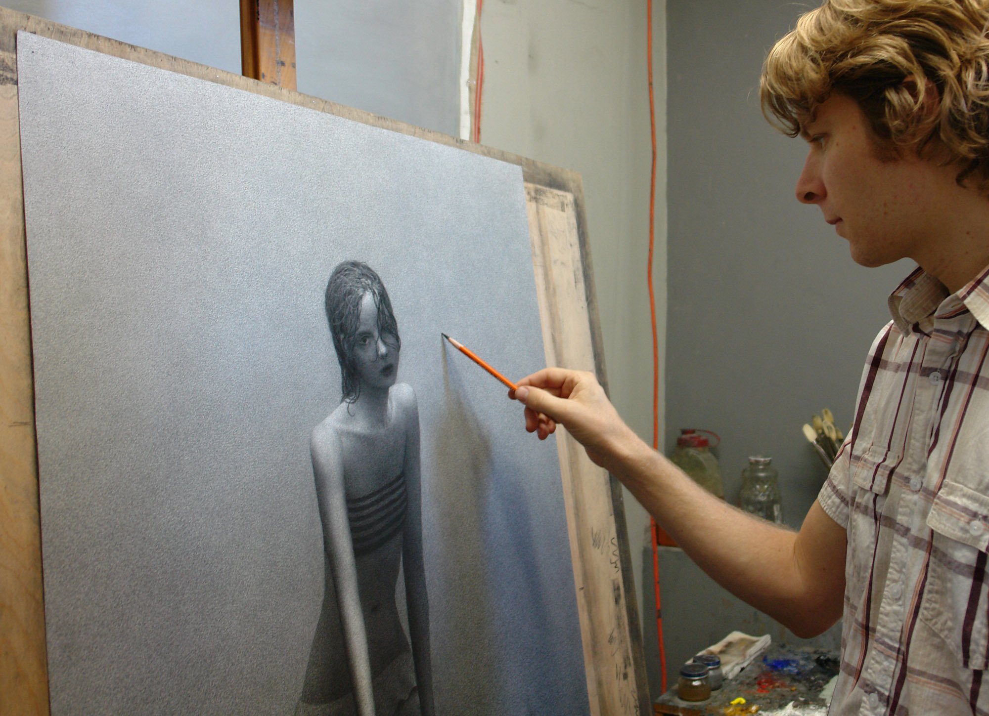 Working on "Girl With Dog", 2008