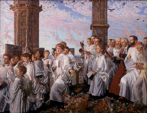 'May Morning on Magdalen Tower' 1890, by Holman Hunt (1827-1910)