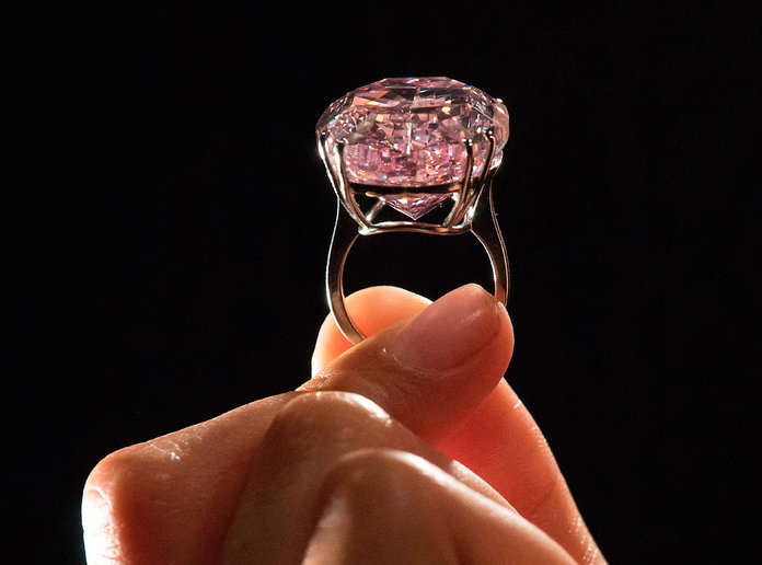 The Pink Star, a 59.6 carat oval mixed-cut pink diamond that is the largest internally flawless stunning pink diamond the Gemological Institute of America has ever graded.