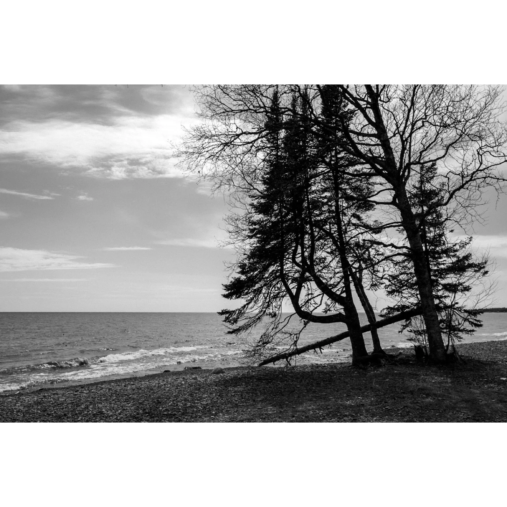 Lake Superior, Kadunce River, Minnesota. 2025. #blackandwhitephotography #landscapephotography #minnesota #northshore #springlight