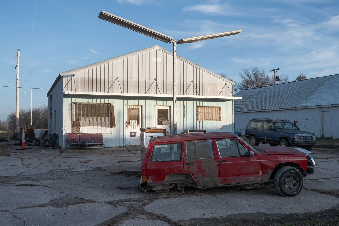 Two photographs from a warm December day at the end of a troubling year. Ridgeway, Missouri. 2025. #photography #missouri #smalltowns #winterlight #ontheroad