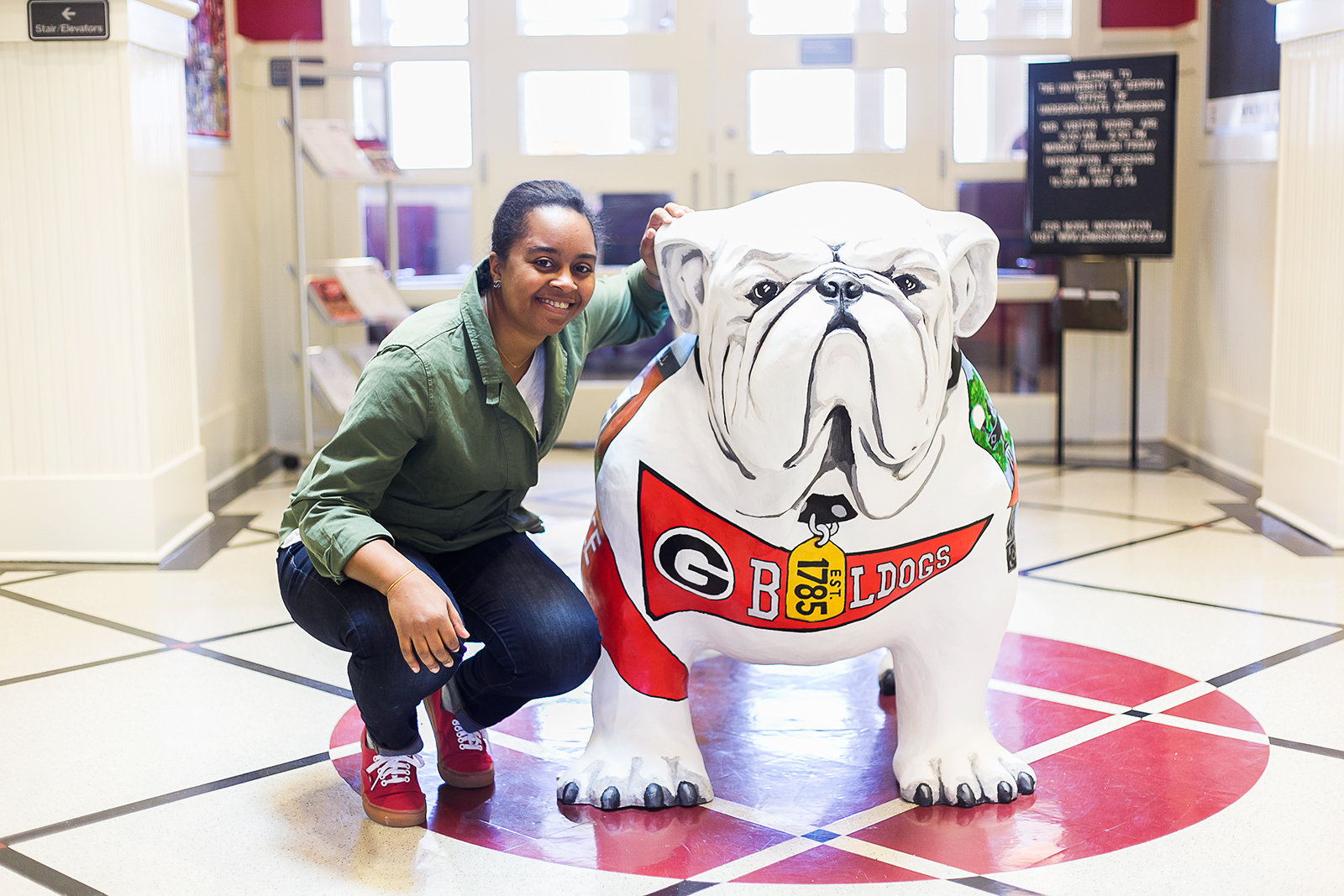  I wanted Terrell's front to be recognizable as an actual&nbsp;bulldog - the proud mascot of UGA. The spirit of the pennant and dog tag (with the year of UGA's charter)&nbsp;offer&nbsp;a great photo op to his many visitors (including future Bulldogs)