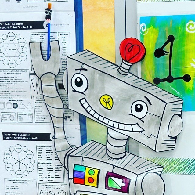 I Spy Mr. Robot and Mr. Fluffy Brush in Ms. Earls art room 👀👀
