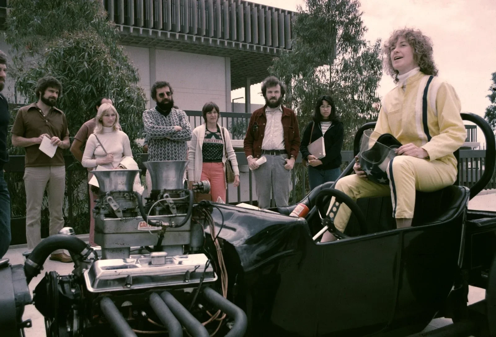  Cinderella in a Dragster (1976) performance by Suzanne Lacy. Photo by Susan Mogul. 