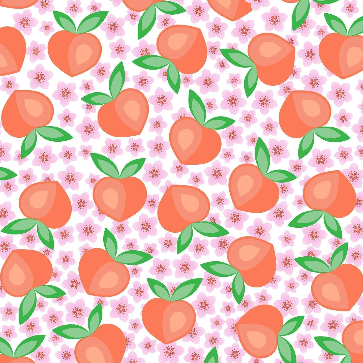 60/100 more peaches. I think this would be cute on pajamas. #100daysofpatterns #surfacepatterndesign #patterndesign #spoonflower #fabricdesign #artlicensing
