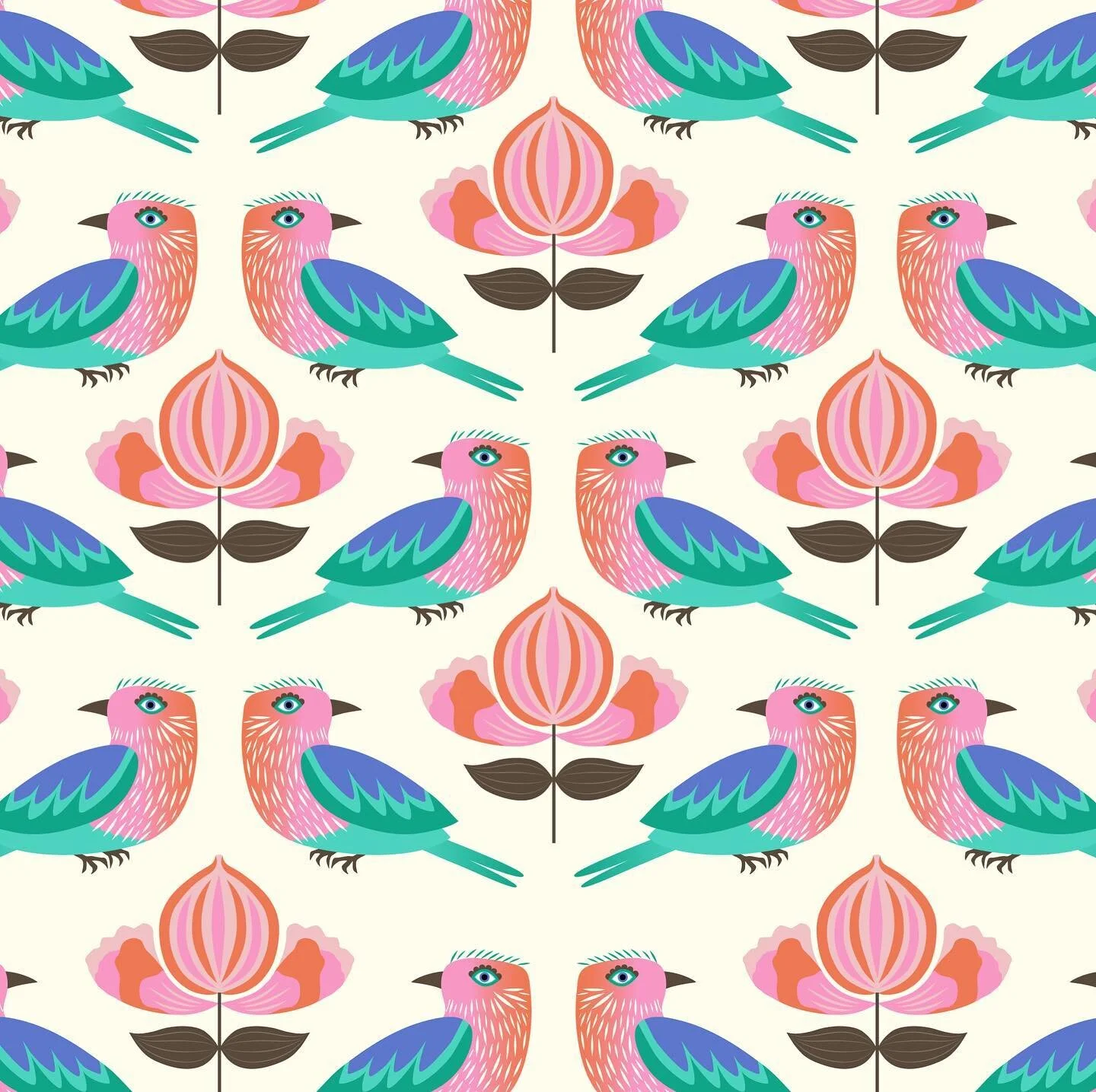 61/100 #100dayproject #100daysofpatterns #surfacepatterndesign #patterns #flowersandbirds #birdsandflowers #100dayproject2021