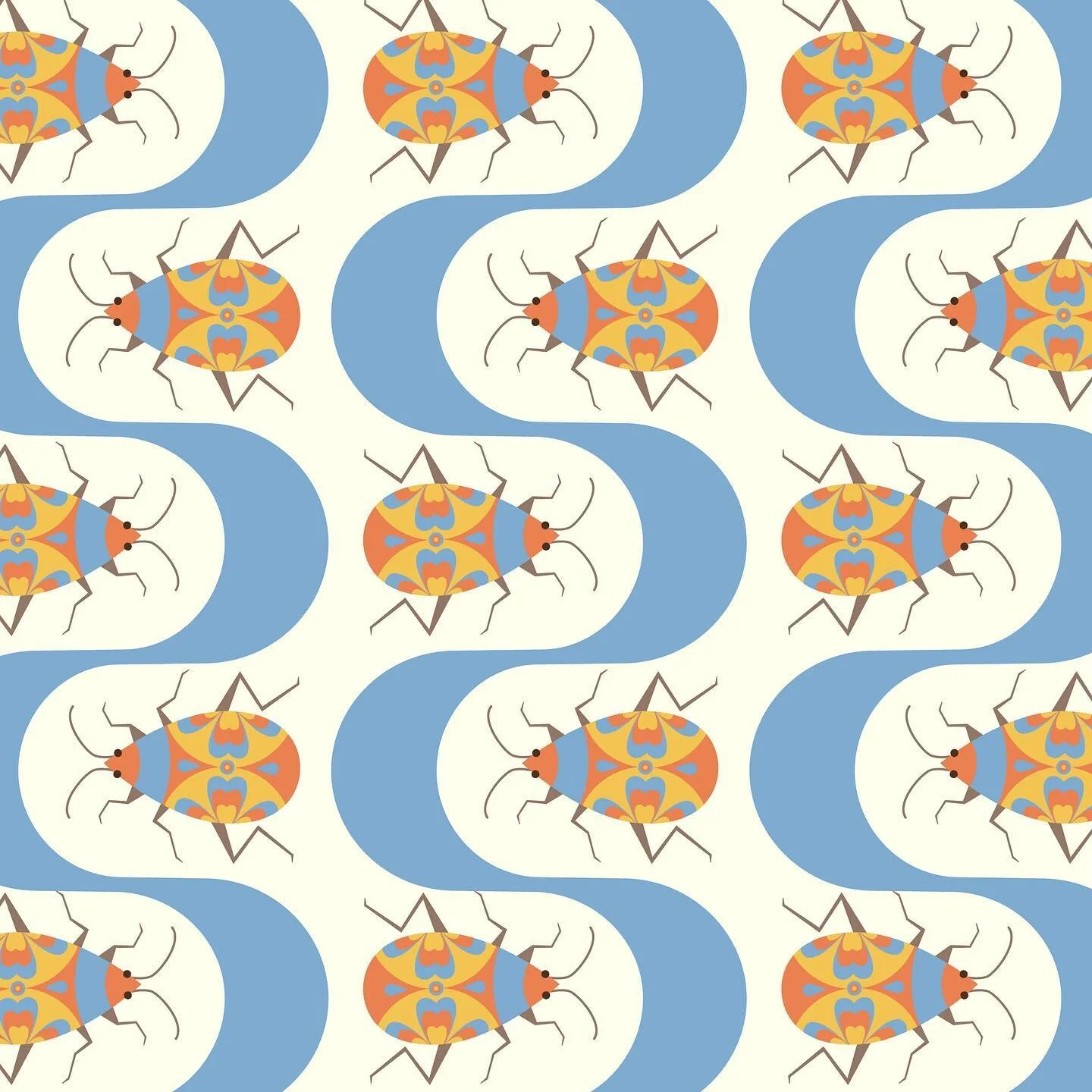 66/100 Beetlemania #100daysofpatterns #100dayproject #beetlepattern #retrobeetle