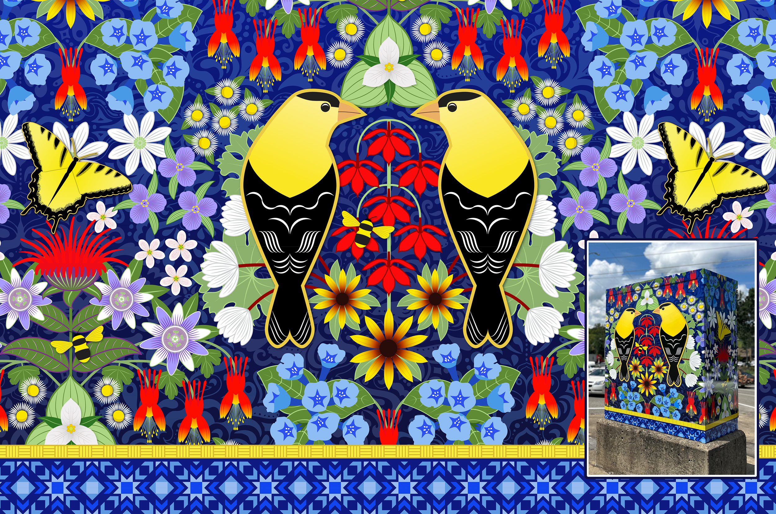 Goldfinches and Native Wildflowers