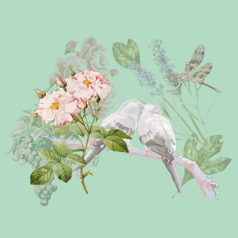 Two Birds. London. (Vectorised watercolour printable). 2015.