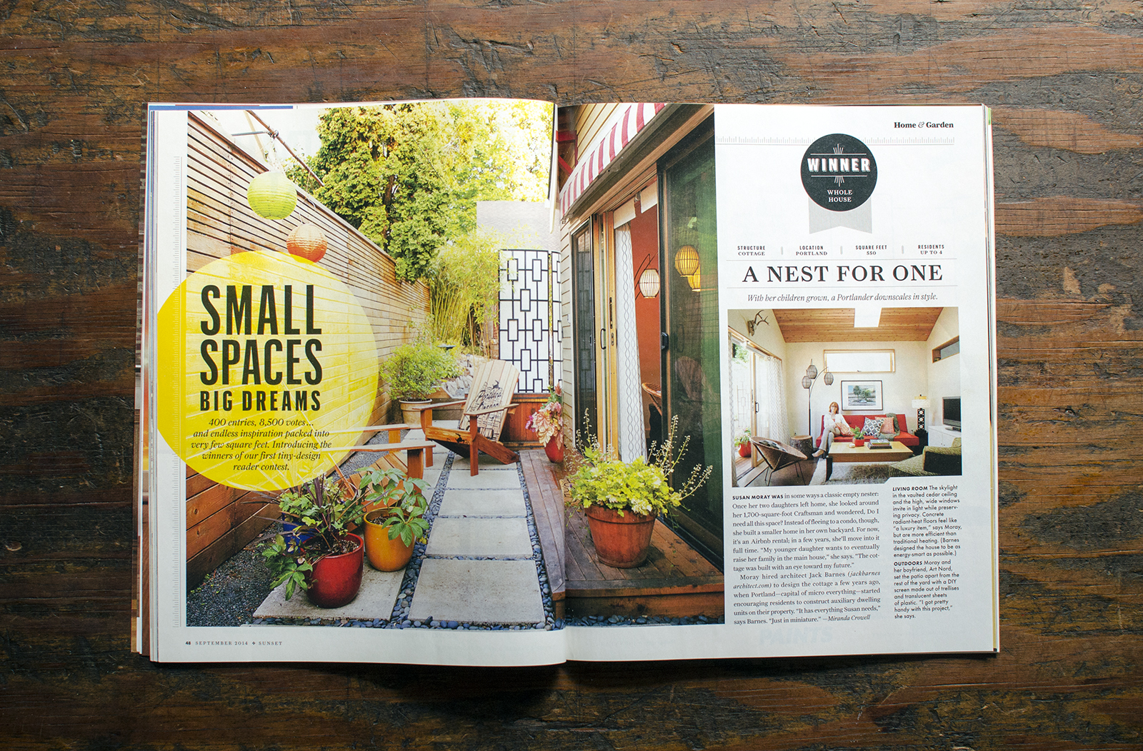    Sunset Magazine  , Small Spaces, Big Dreams Winner. Project:  Ladd's Backyard Cottage  