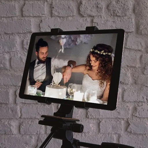 live streamed wedding cake cutting on iPad