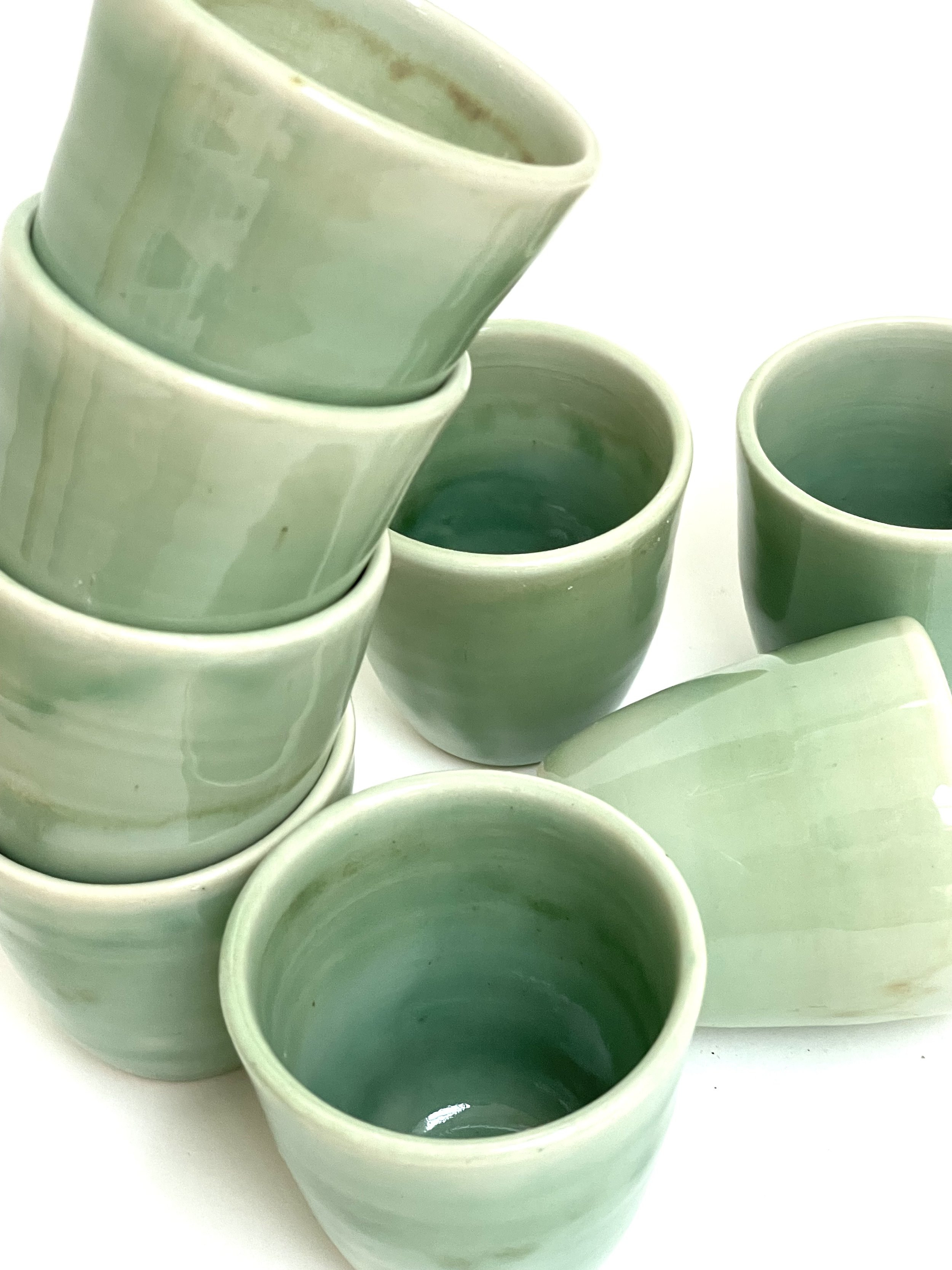 Handmade Espresso Coffee Cups 100ml - Celadon Glaze | Sydney Ceramics
