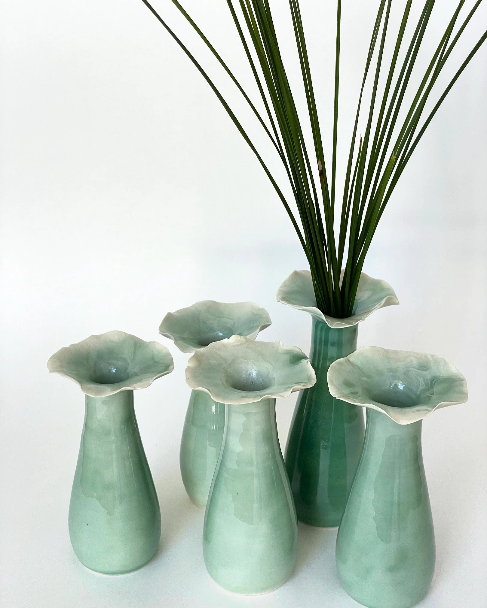 Boab tree inspired ceramic bud vase with frilly neck
