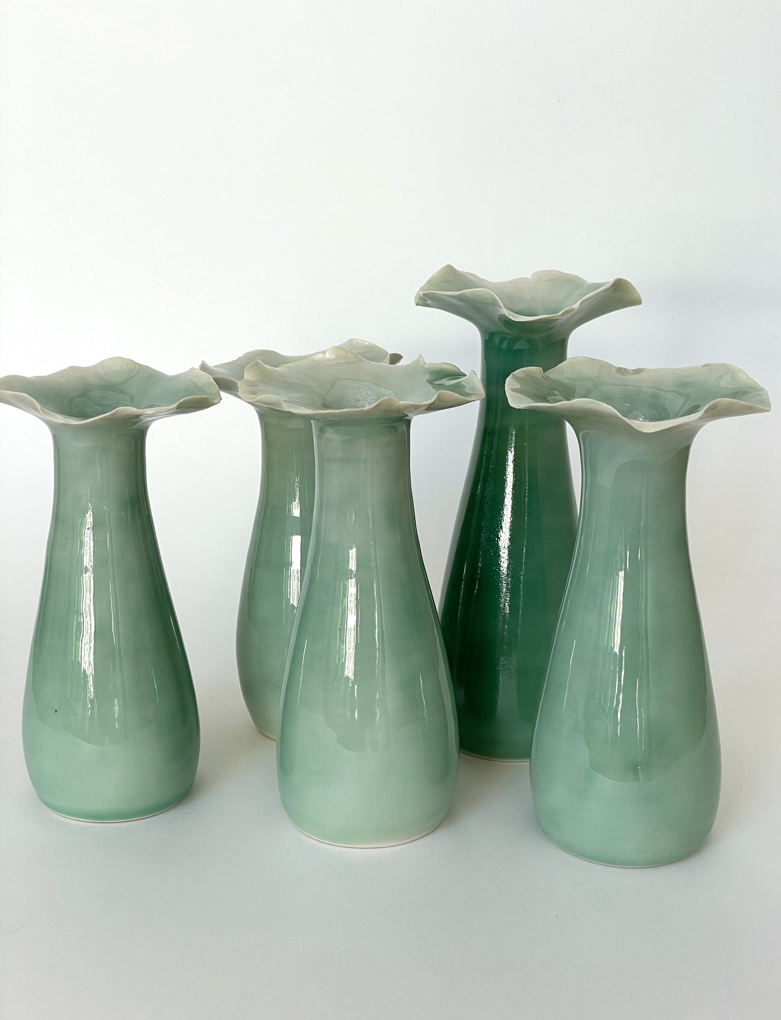 Boab tree inspired ceramic bud vase with frilly neck