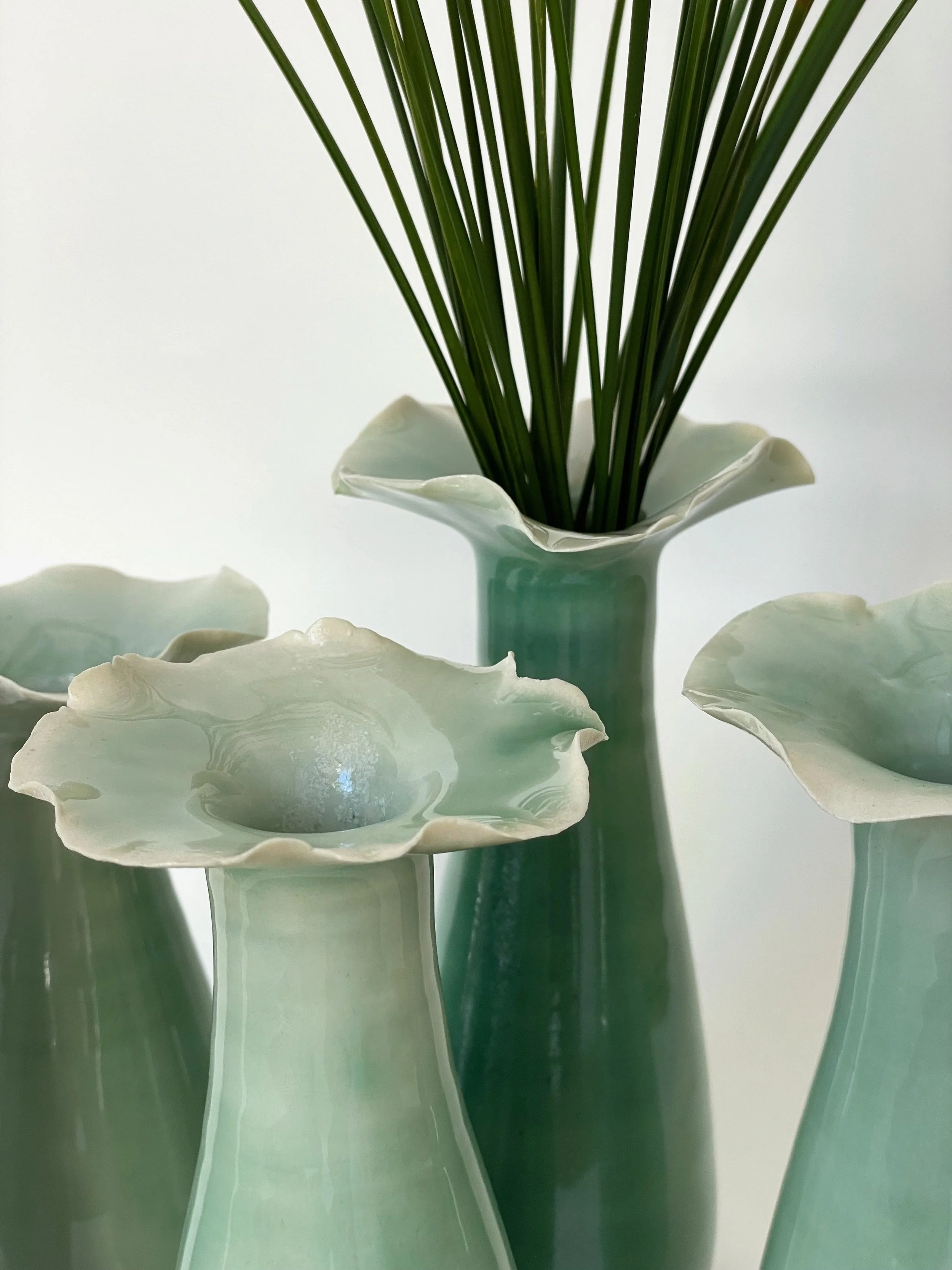 Boab tree inspired ceramic bud vase with frilly neck