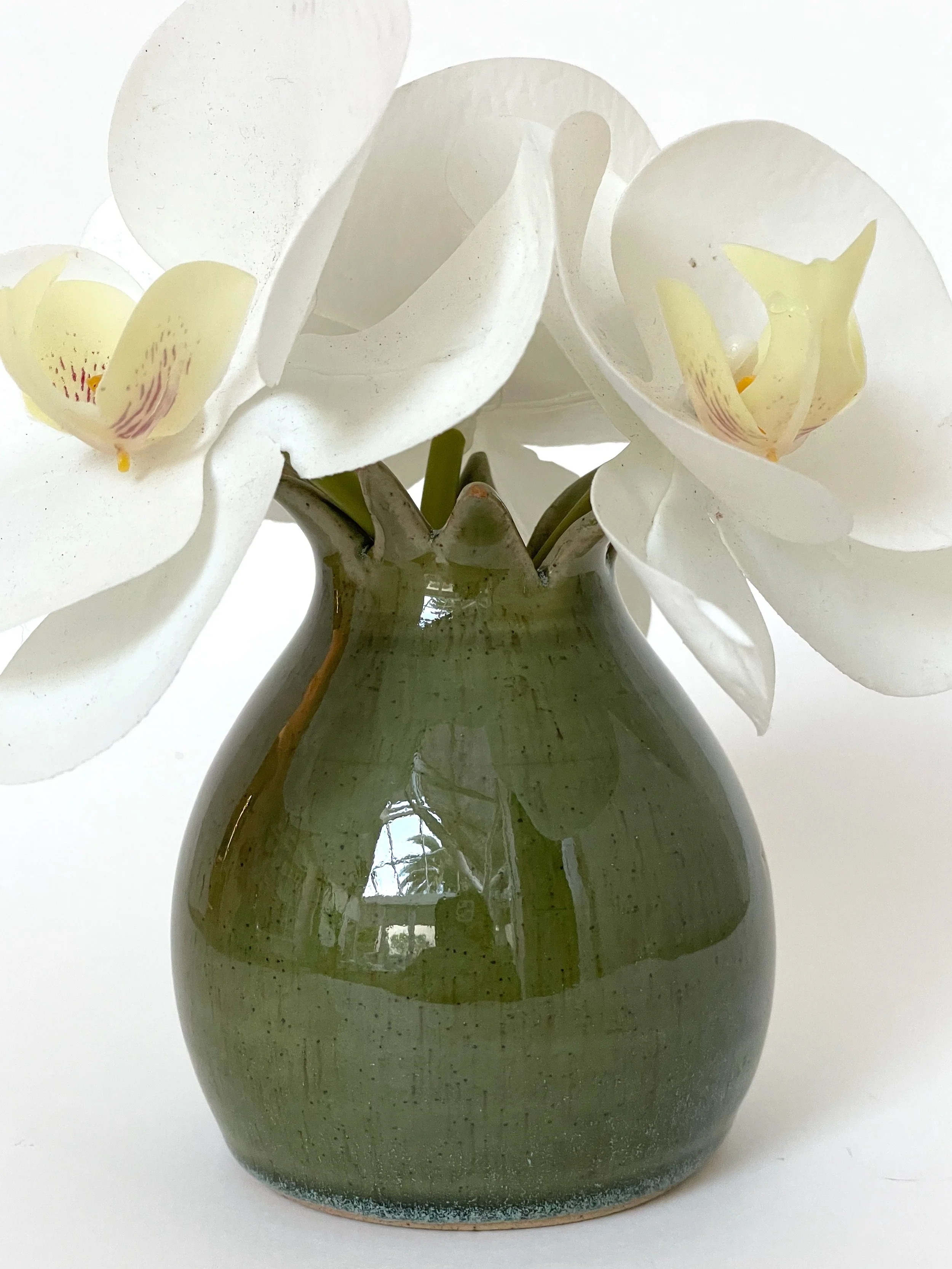Ceramic pomegranate vase in french green