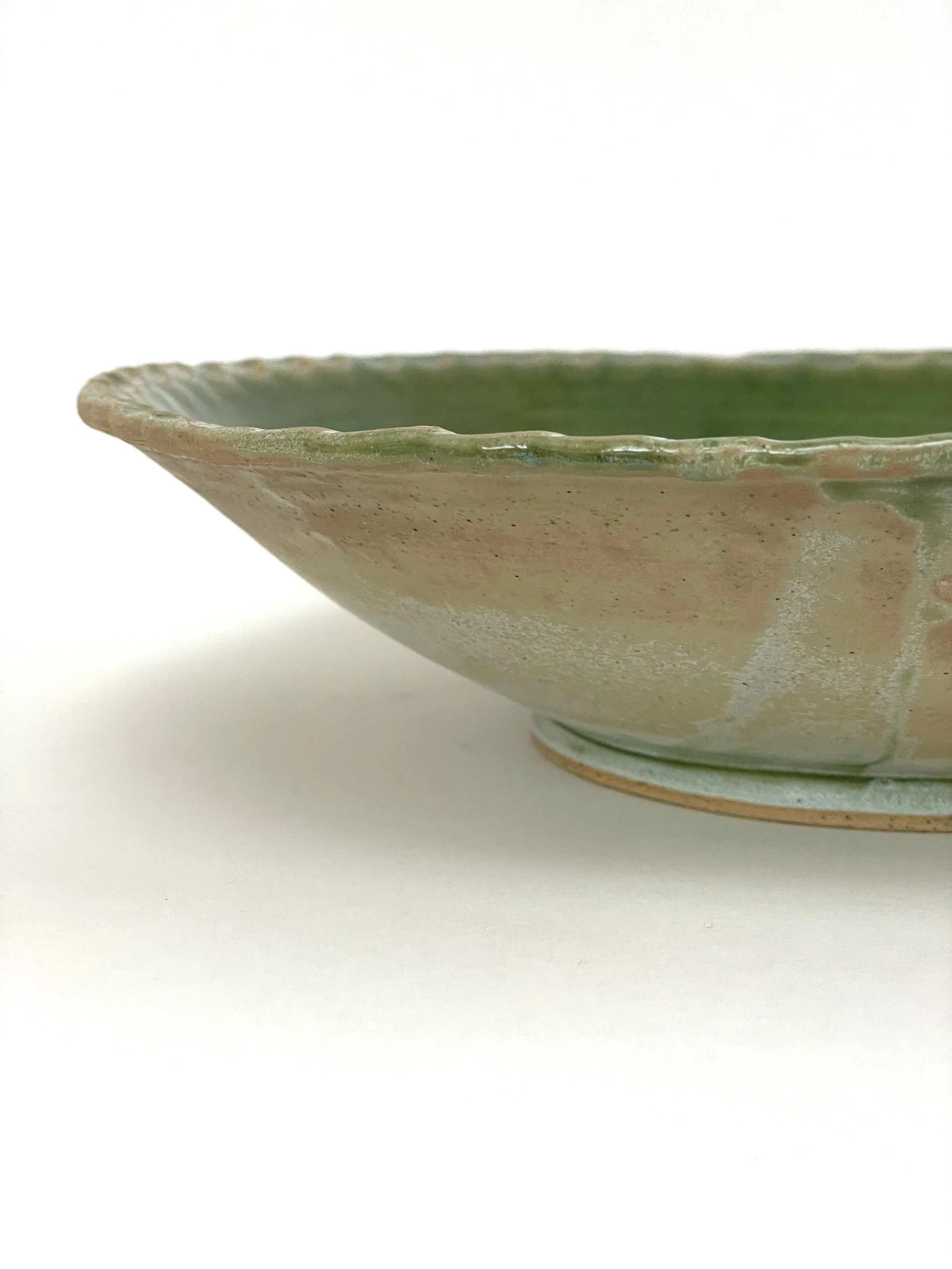 Handmade Ceramic Serving Bowl - Pie Crust Edge & Natural Glaze | Sydney Pottery