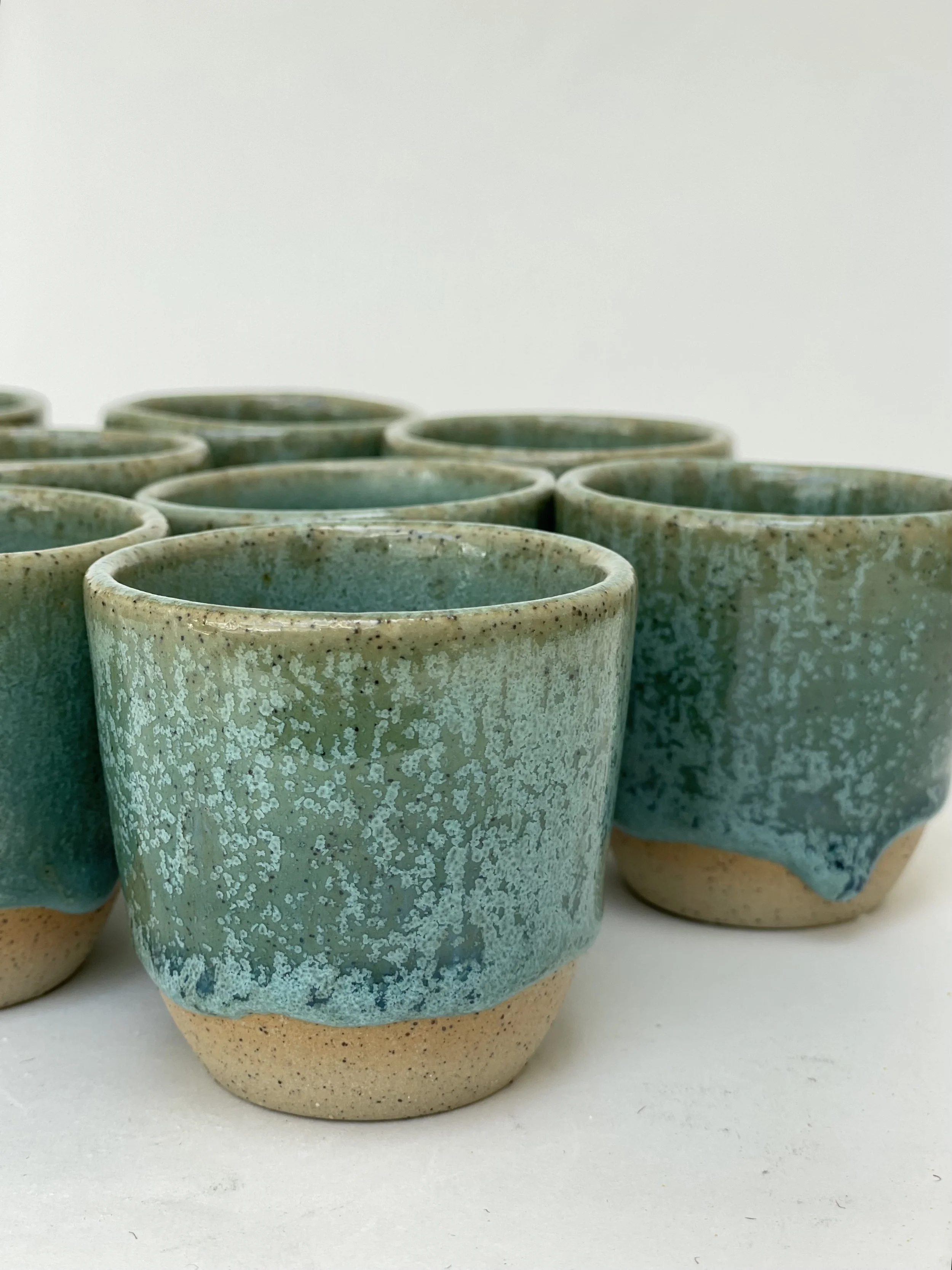 Handmade Espresso Coffee Cups 100ml - Sea Green Glaze | Sydney Ceramics