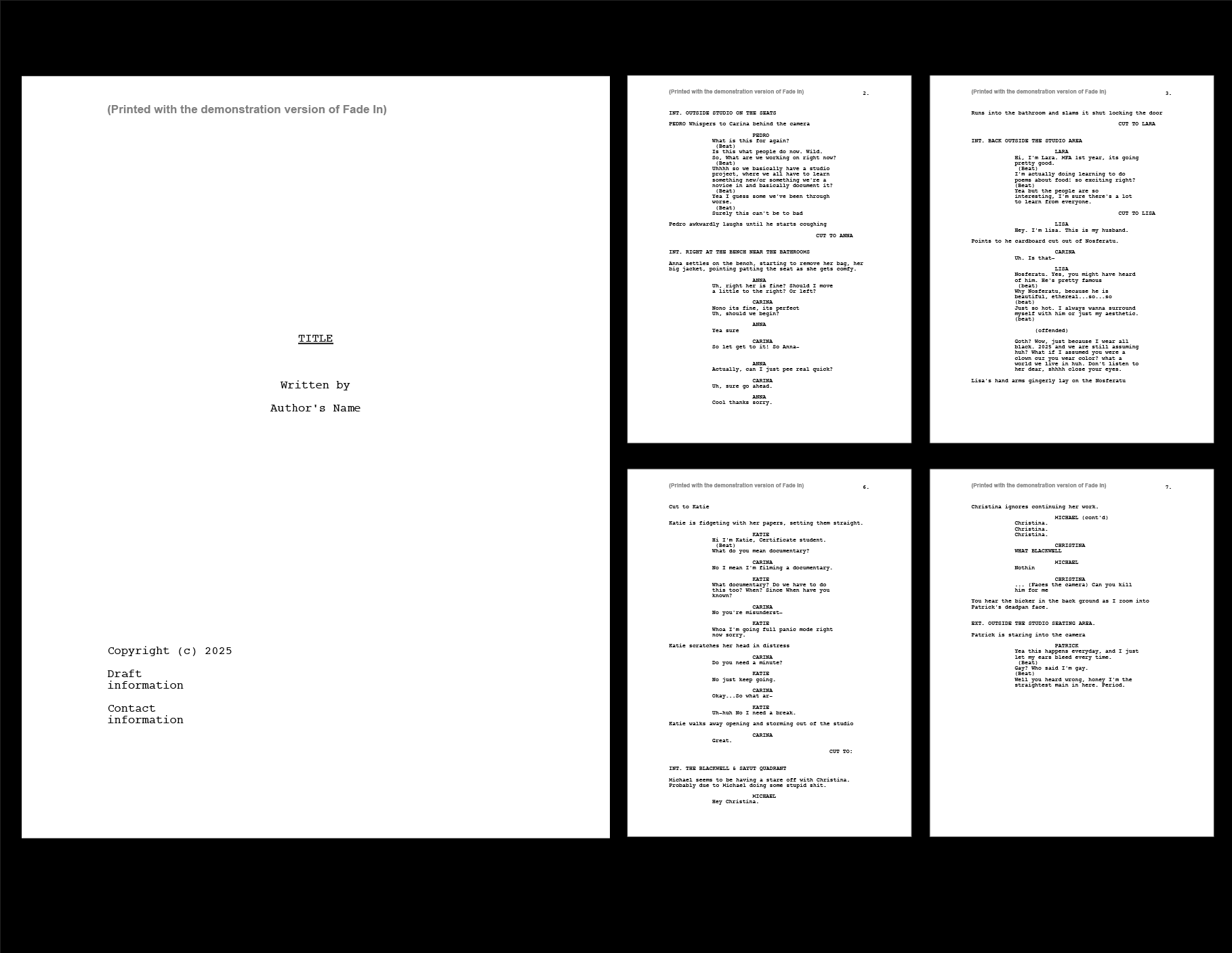 Carina Fernandes — Script Writing: 'The Studio'