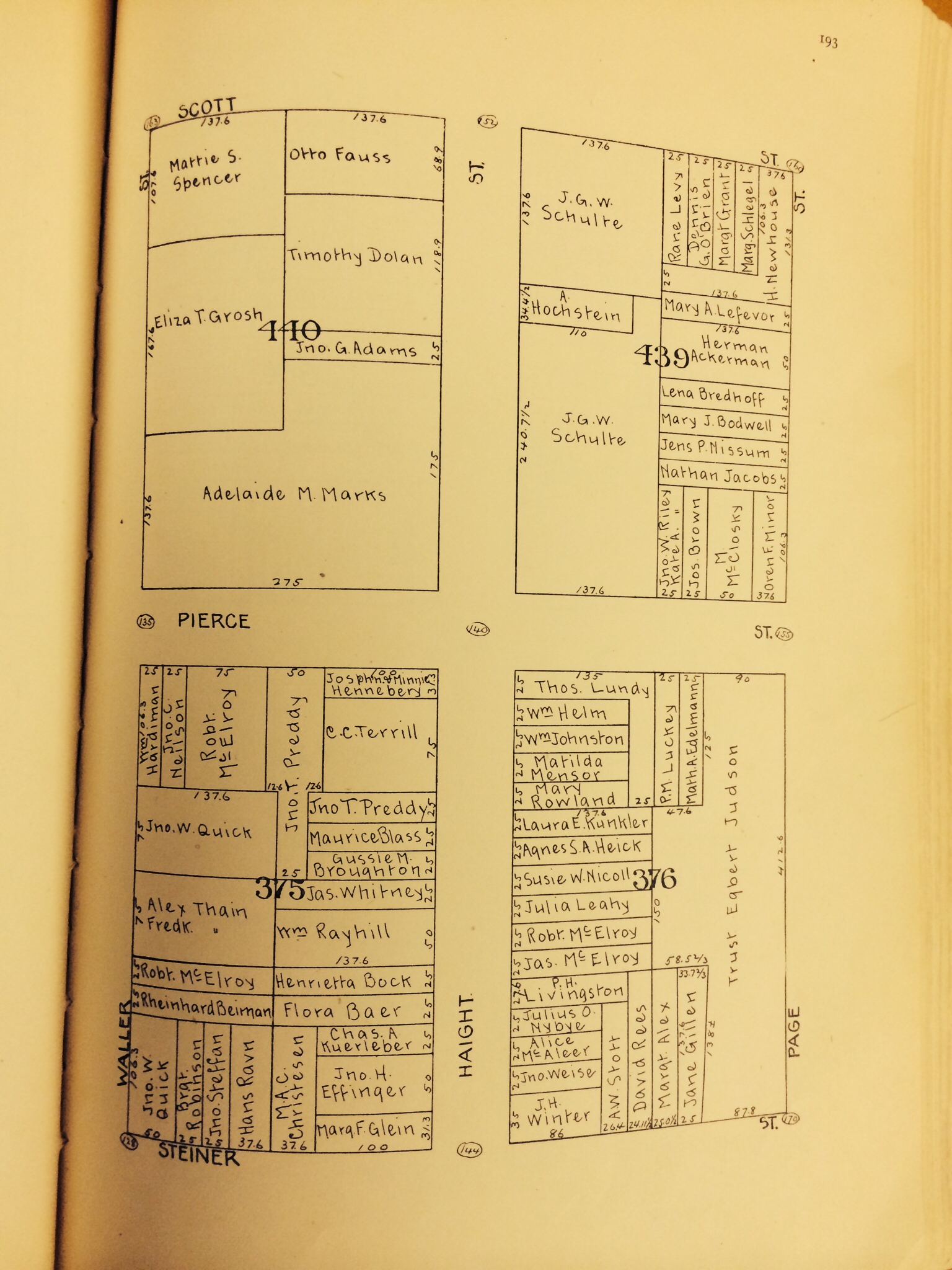 1894 Block Book of San Francisco. See Block 440 Above.