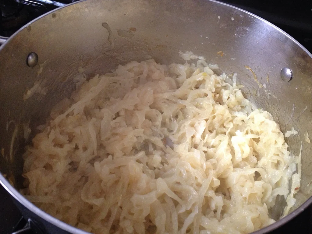 Shrunken onions before they start to take on color