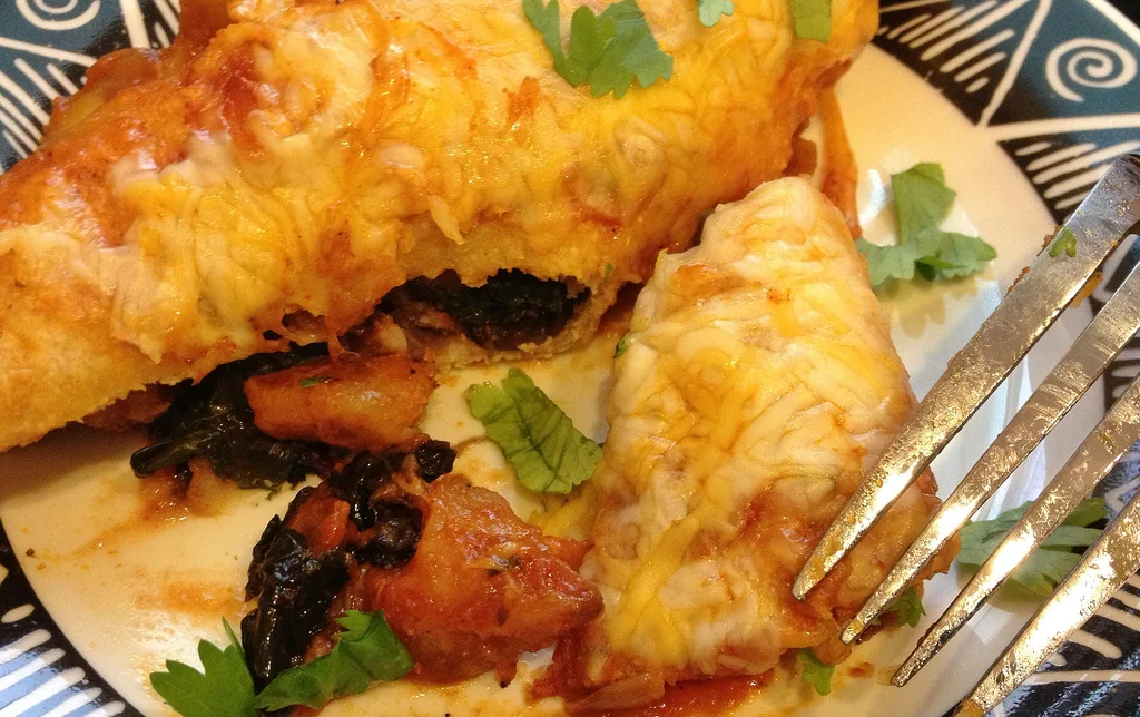 Potato and vegetable enchiladas