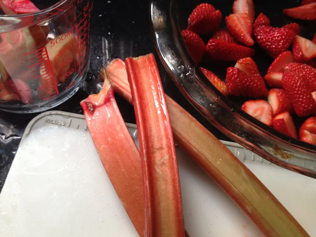 Slicing rhubarb