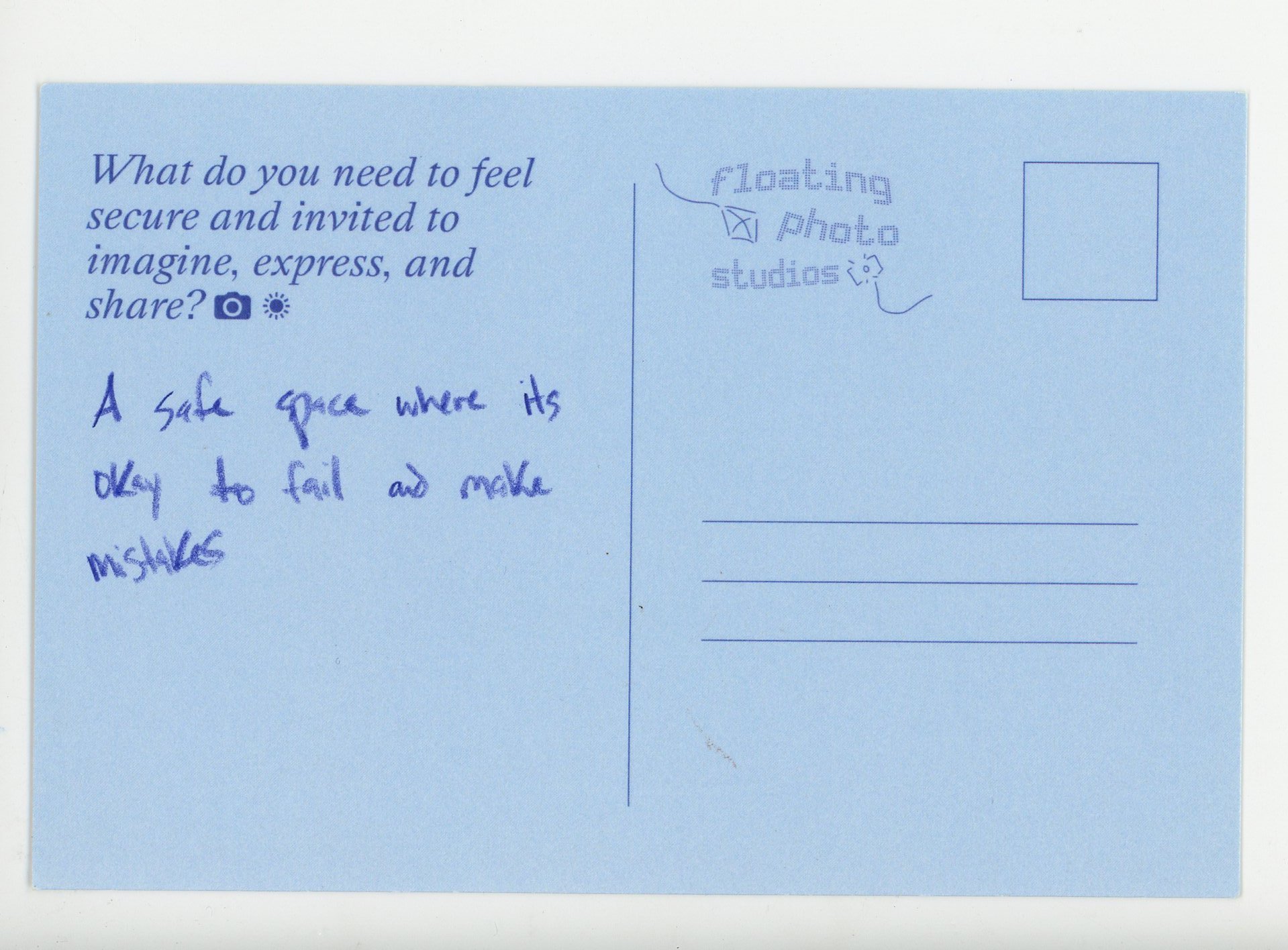   Scan of a participant postcard  