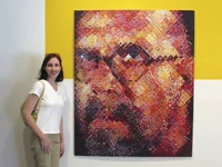 Linda at Chuck Close exhibit, Miami Museum of Contemporary Art, 2004