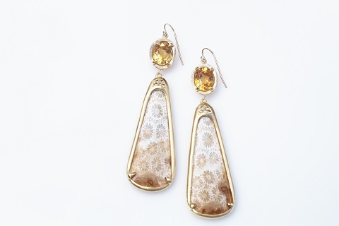 Custom drop earrings with citrine