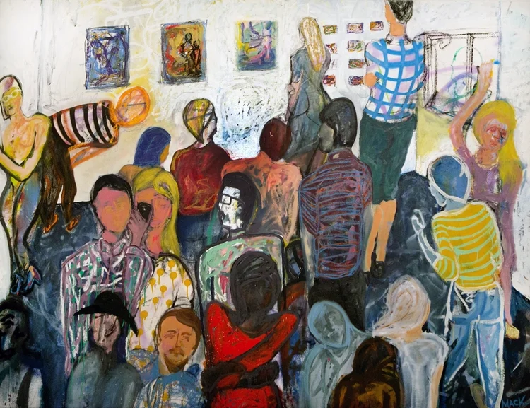 The Opening, 2015 ($6,500) Oil and spray paint on canvas, 96 x 72 inches. For information...