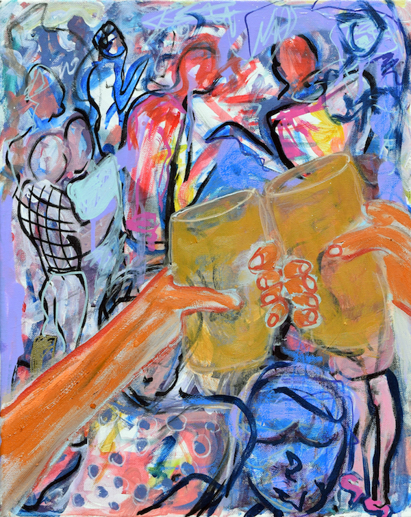Cheers, 2017 ($250) Oil and acrylic on canvas, 18 x 24 inches. 🔴SOLD