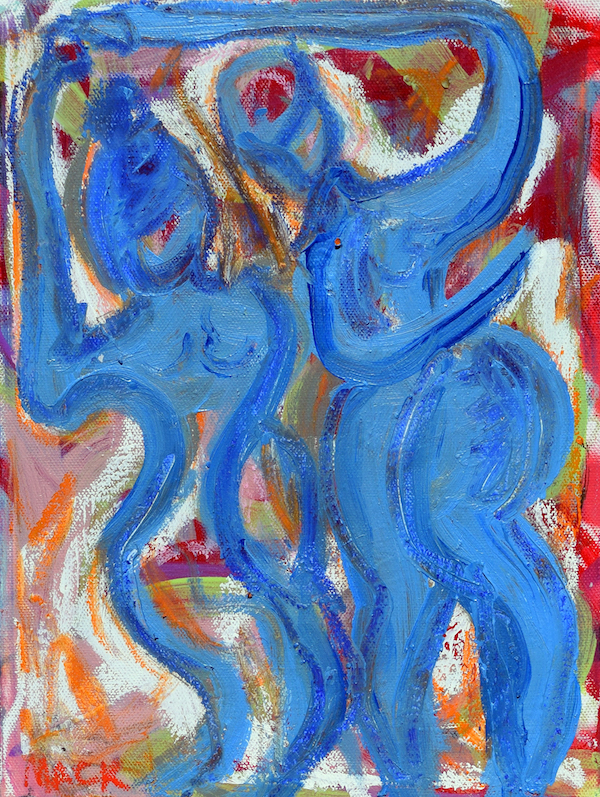 Dance Partner, 2017 ($200) Oil and spray paint on canvas, 6 x 10 inches. For information...