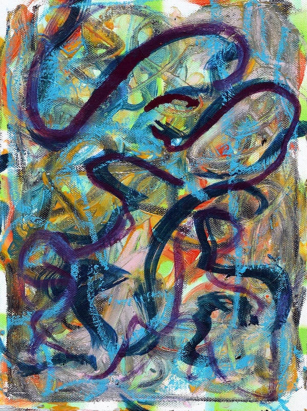 Last Week, 2017 ($150) Oil and spray paint on canvas, 8 x 12 inches. For information...